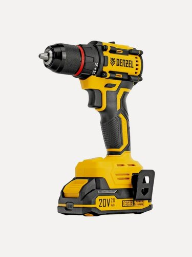 Изображение товара Дрель-шуруповерт аккумуляторная Denzel CDH-BL-20, бесщеточная, Li-Ion, 20 В, желтая/черная