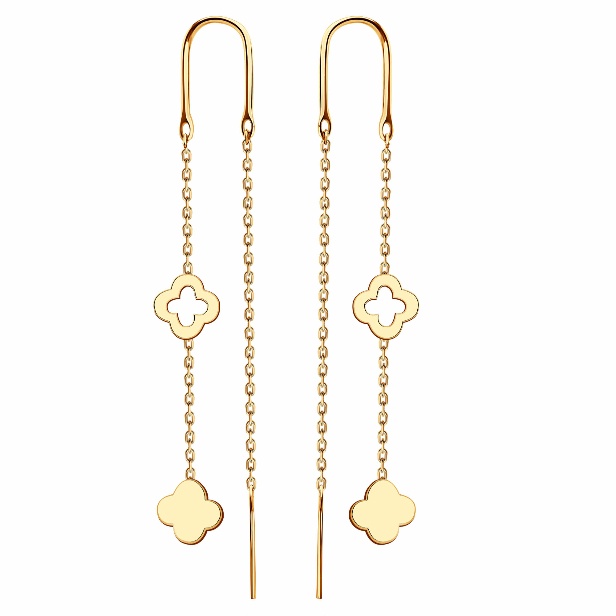 Серьги цепочки Diamant online, красное золото, 585 проба