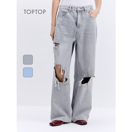 фото Джинсы широкие toptop, размер m, серый