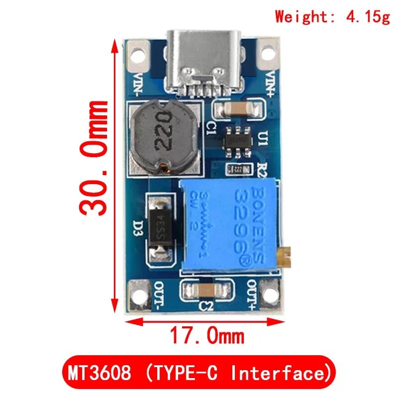 5-10PCS MT3608 DC-DC повышающий преобразователь модуль питания повышающая плата MAX выход 28V 2A, 5PCS type-c usb