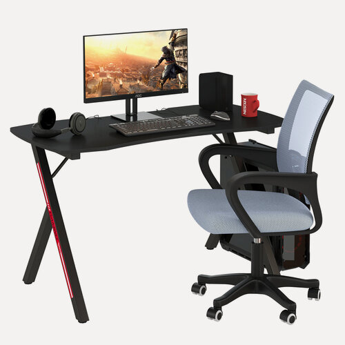 Изображение товара Игровой стол Мебель--24 GT-2310 цвет чёрный и кресло компьютерное 103 серое