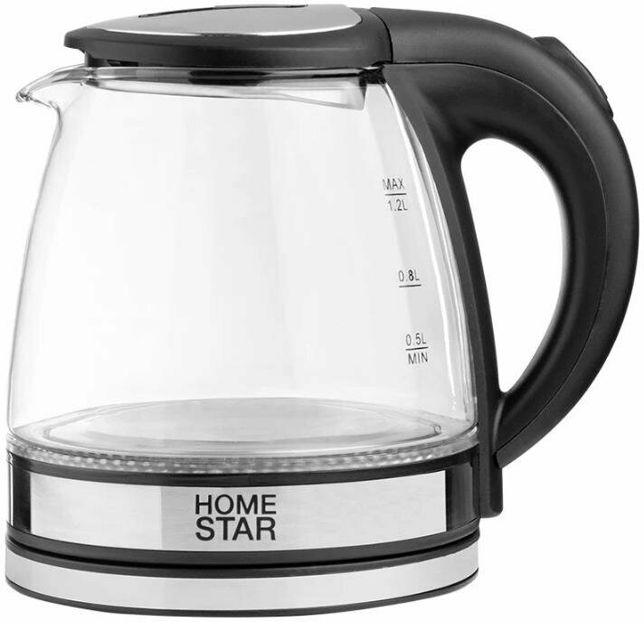 Электрический чайник HOMESTAR HS-1052 (106462) объем 1.2 л, мощность 1500 Вт, черный