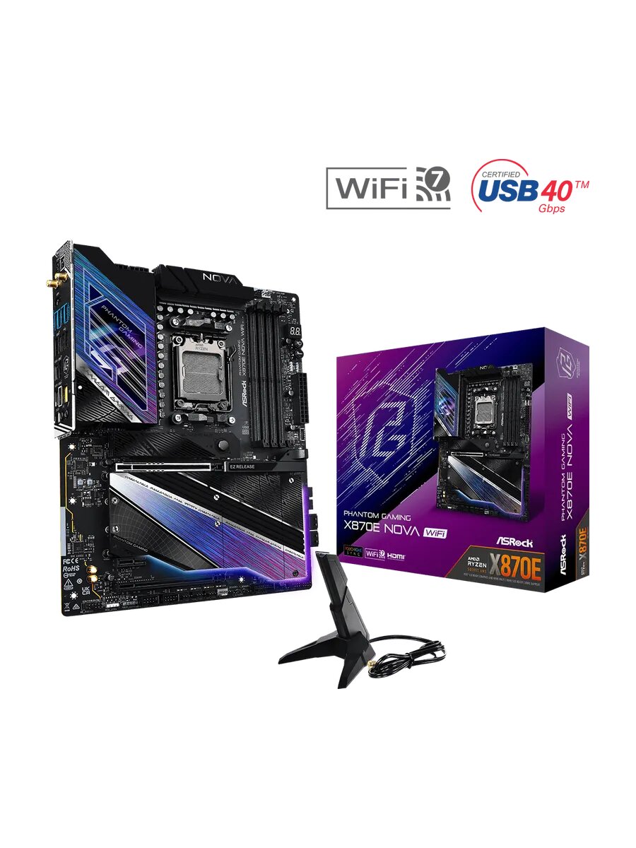 ASRock Phantom Gaming X870E NOVA Wi-Fi Материнская плата AM5 — фото 1