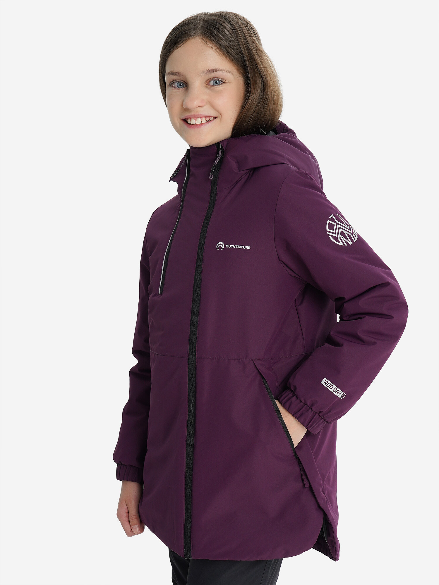 Куртка спортивная OUTVENTURE Active Girls Padded Jacket размер 158-164 сливовый