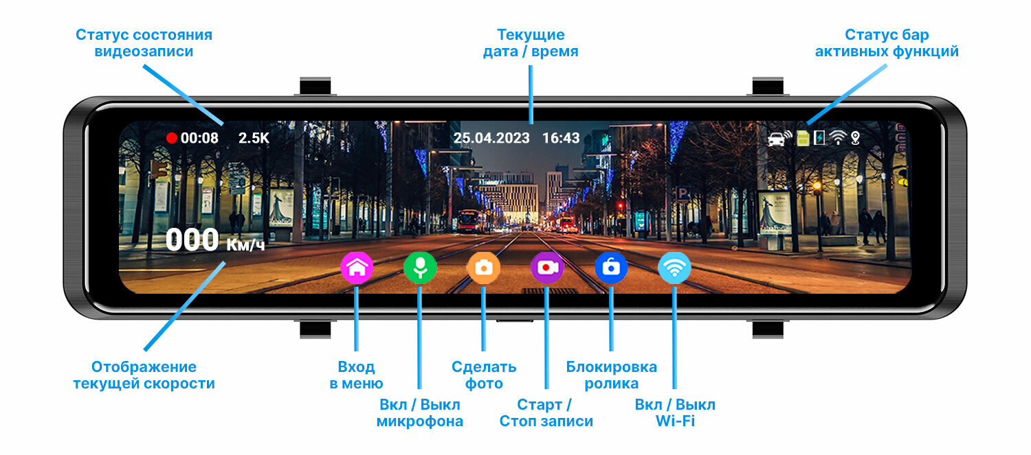 Видеорегистратор-зеркало TrendVision MR-1100 4Ki (AI Smart Assist)