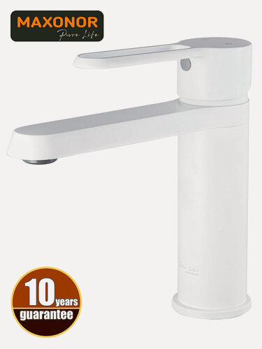 Изображение товара Смеситель для раковины в ванную Maxonor PURE LIFE ARCANUM PL10108-8 Белый матовый Латунь