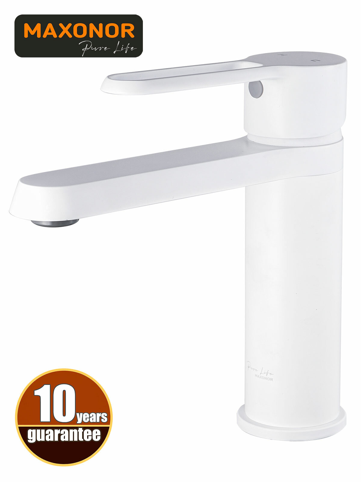 Смеситель для раковины в ванную Maxonor PURE LIFE ARCANUM PL10108-8 Белый матовый Латунь