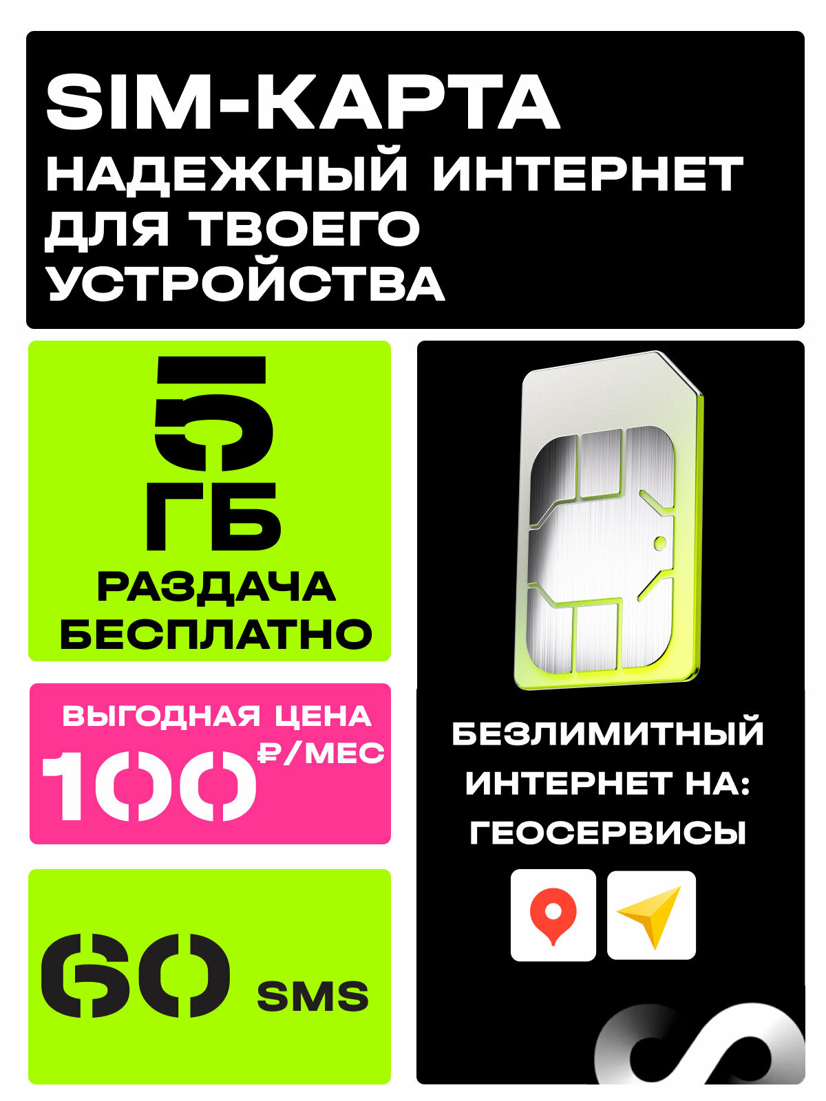SIM-карта 5 ГБ. для модема, роутера, смартфона, планшета, камеры видеонаблюдения, любые устройства. тариф Т2 Умные устройства