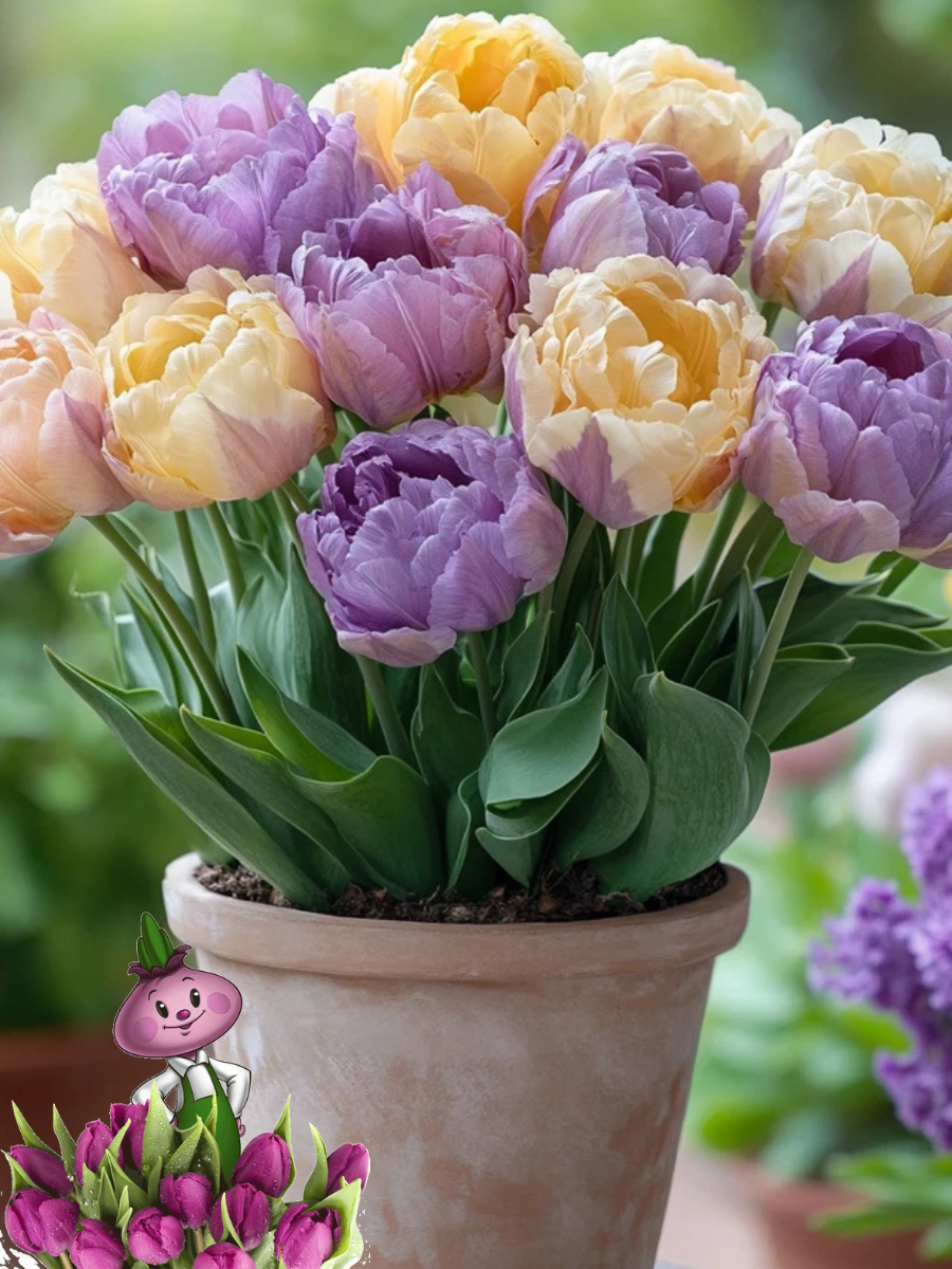 Луковицы цветов chipollino flowers Тюльпаны махровый VIOLET AND YELLOW MIX (30 луковиц)
