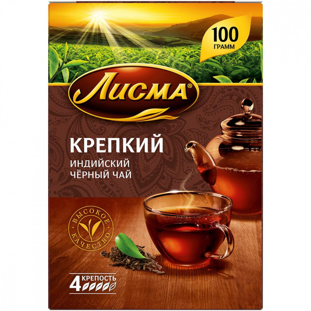 Чай черный Лисма, крупнолистовой, Крепкий Индийский, 100 г