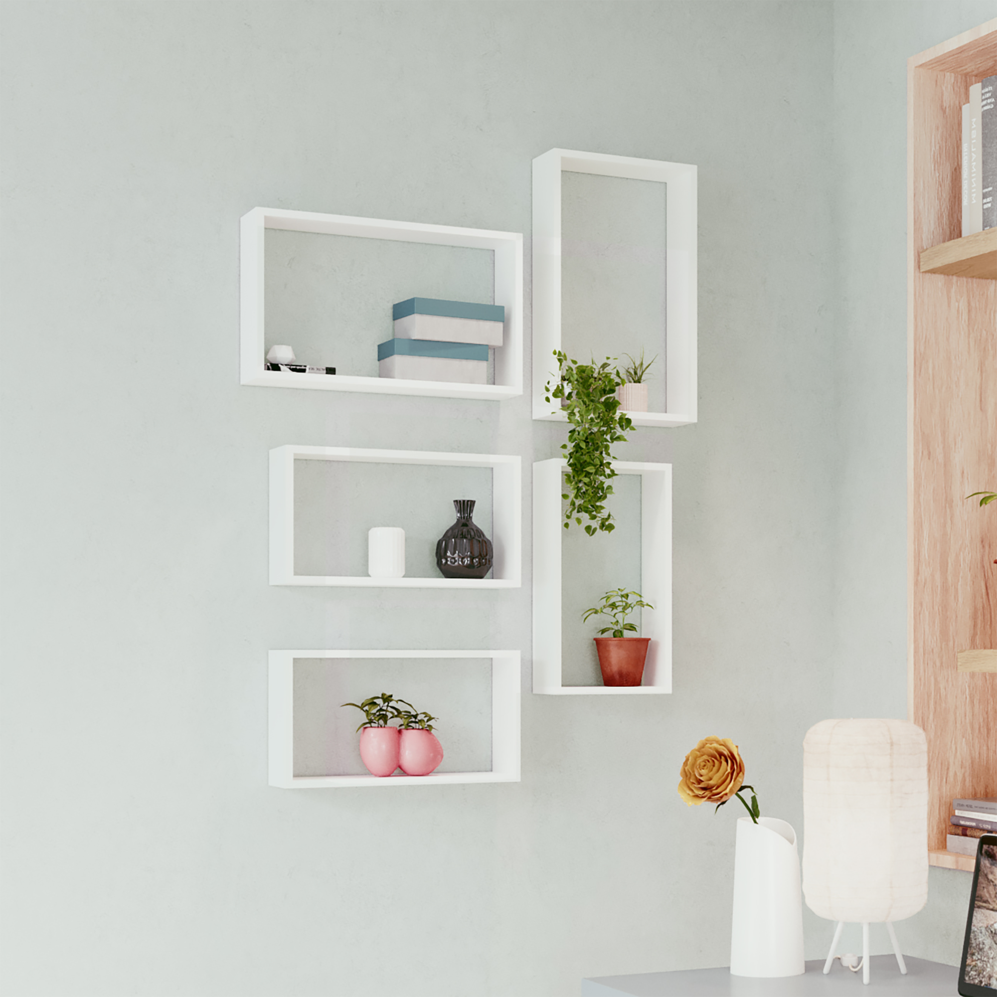 Полка настенная Spaceo 45x27 см/40x22 см МДФ цвет белый 2 шт