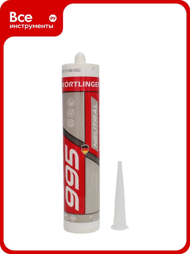 Силиконовый клей герметик нейтральной вулканизации Kortlinger SG995 Прозрачный 300 мл 99530002