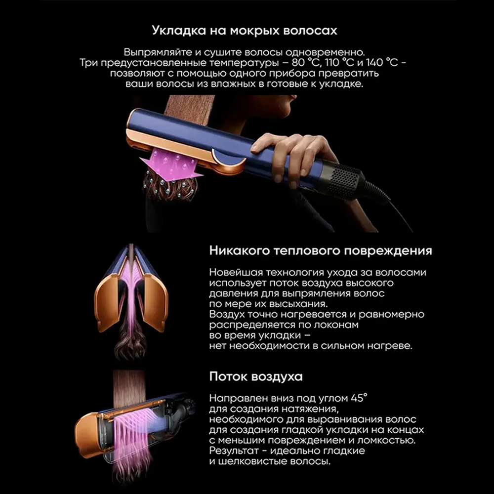 Стайлер для волос профессиональный, выпрямитель для волос с дисплеем, плойка для волос beutyone, синий — фото 1