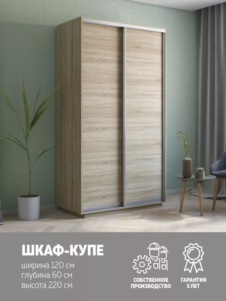 Шкаф-купе Е1 Экспресс двухдверный лдсп 120х60х220 бежевый