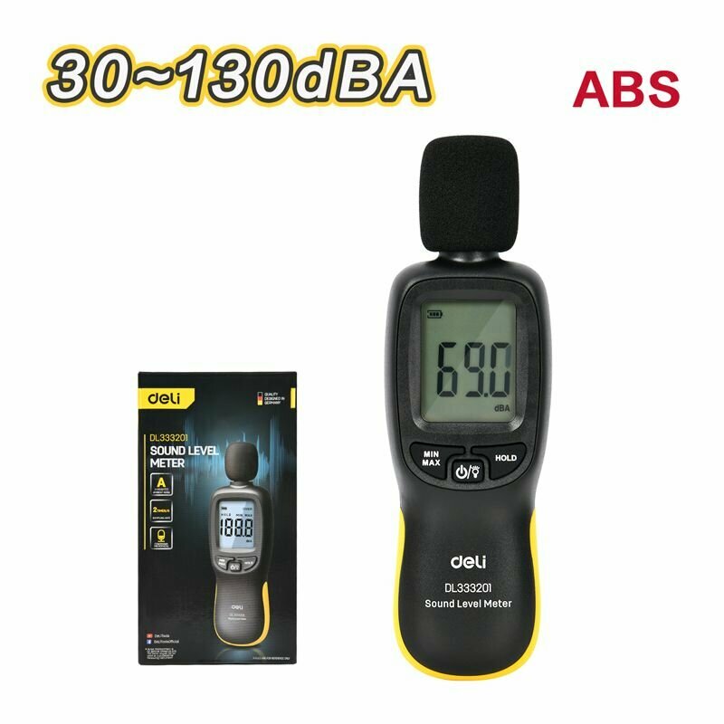 Измеритель уровня шума цифровой (шумомер) 30-130 дБ Deli DL333201