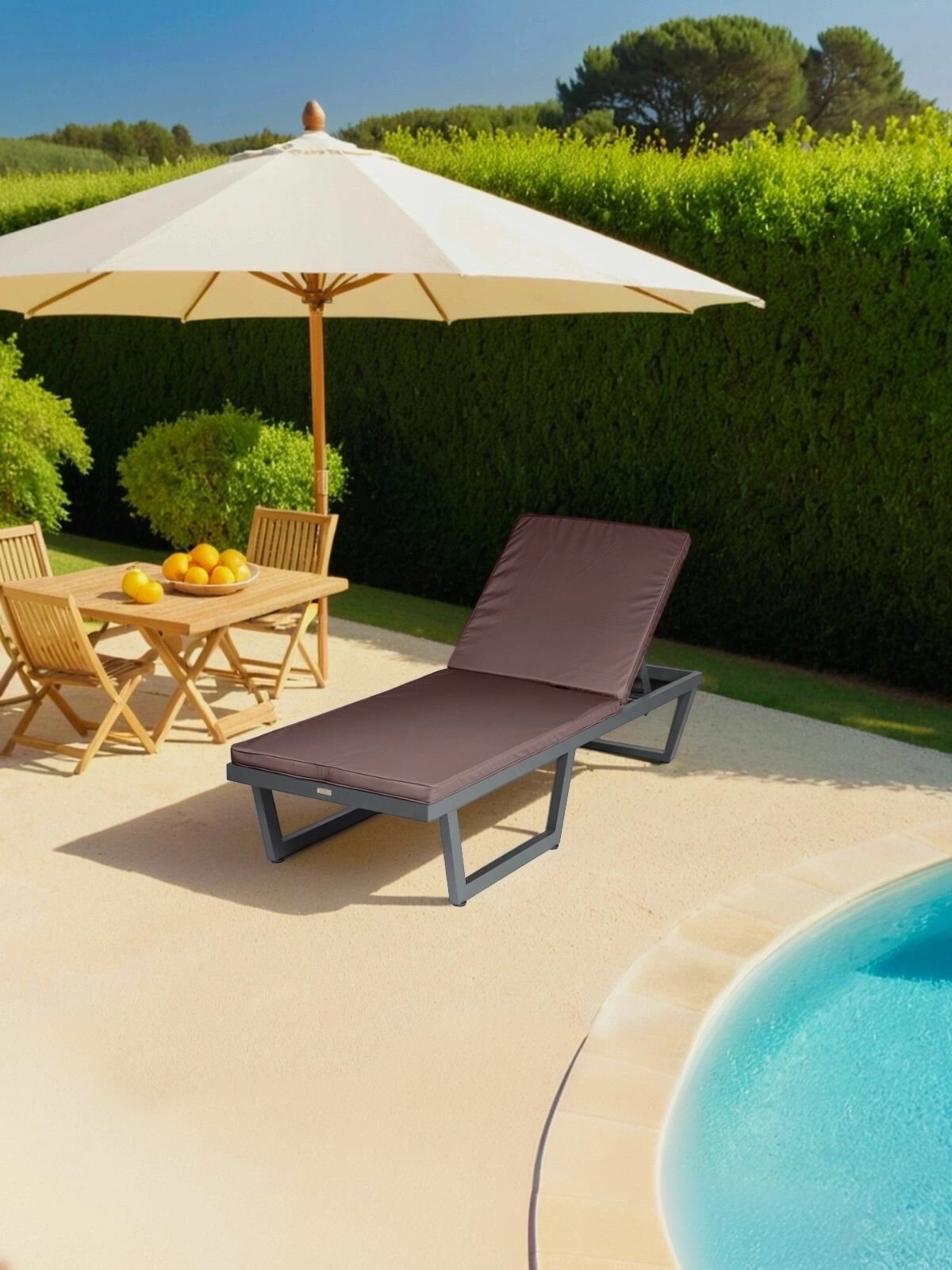 Шезлонг Callisto Giardino G501.0Е04 из алюминия с матрасиком шоколад/антрацит 200x70x35 см