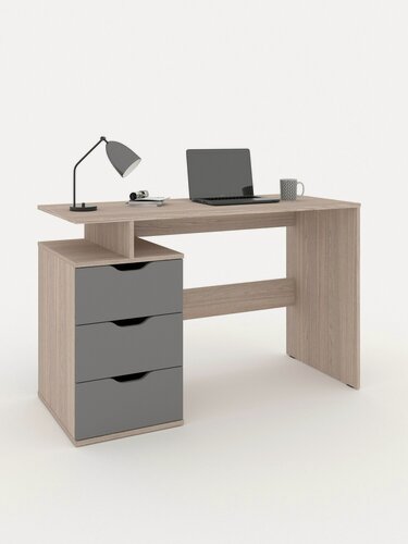 Изображение товара Есэндвич Лаворо 8 Компьютерный стол с ящиками 120х76х53 см левый (Анкор светлый/Вулканический серый)