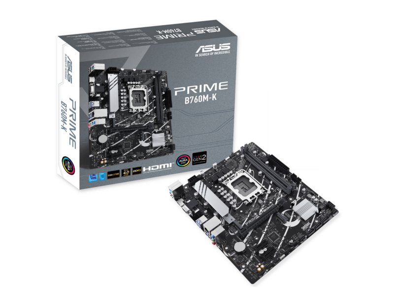 Материнская плата PRIME B760M-K LGA1700 mATX 2xDDR5 PCIEx16 2xPCIEx1 2xM.2 HDMI VGA 2.5GLAN