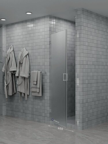 Изображение товара Душевая дверь в нишу staklo 65x200 из матового осветленного стекла хром фурнитура