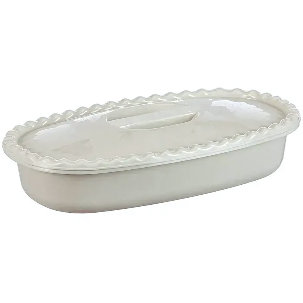 Контейнер прямоугольный 27 л с крышкой пластик белый ротанг для хранения пищи