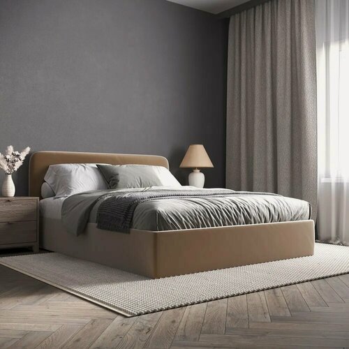 Изображение товара 180х200, InRoom двуспальная кровать с настилом Abstraction NS, велюр светло-коричневый