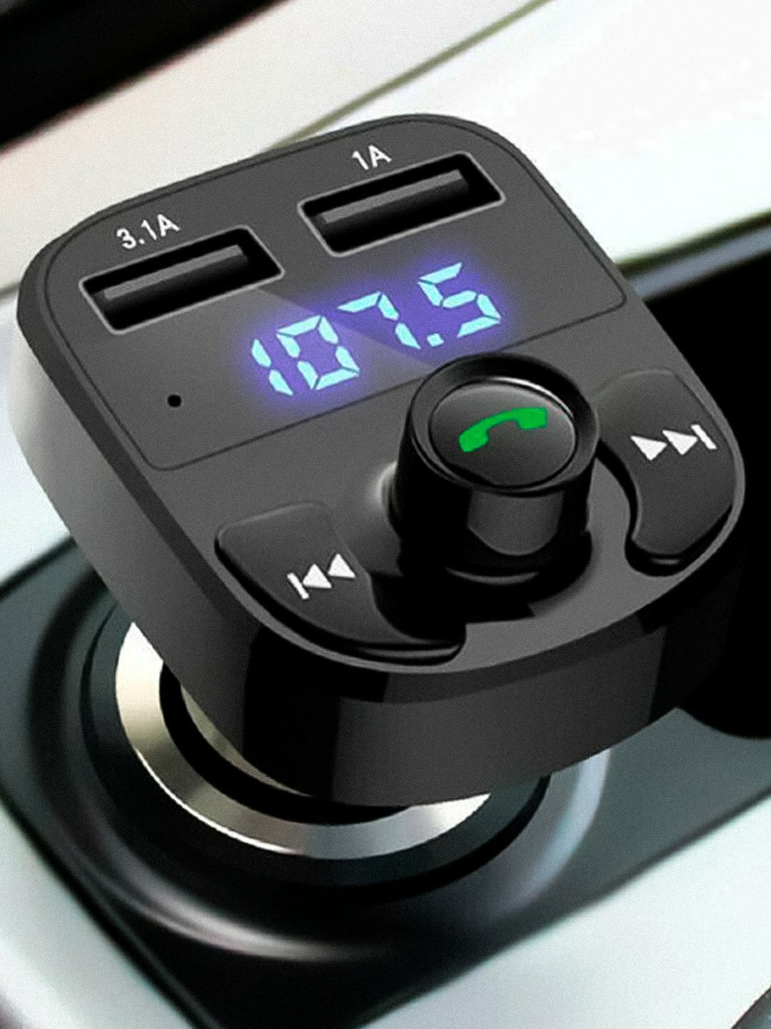 Аудиоприемник, FM-передатчик, Bluetooth, MP3-плеер, зарядное устройство, X8, — фото 1