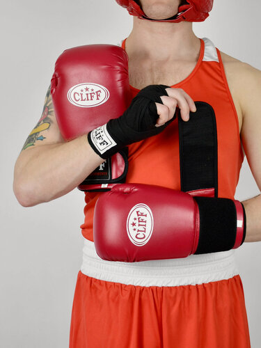 Изображение товара Перчатки боксерские CLUB PVC 14 oz цвет: красный\унисекс\тренировочные.