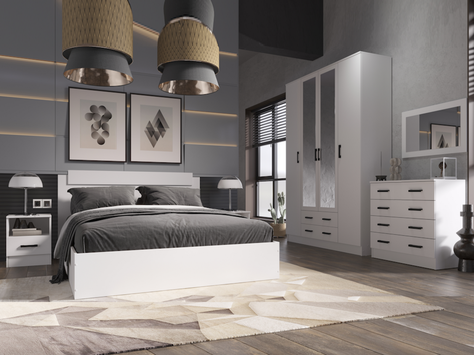 Спальный гарнитур спальня мебель для спальни Эко 1 Белый гладкий