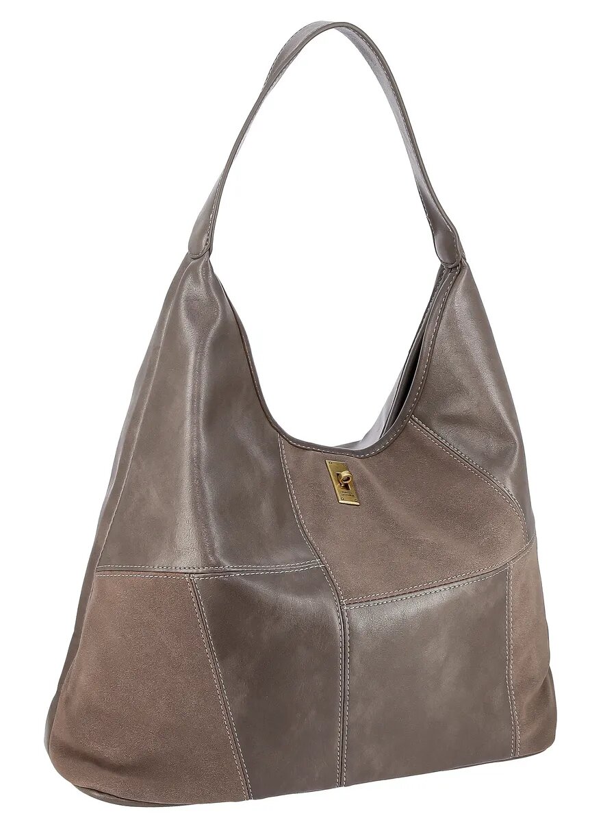 Сумка хобо DAVID JONES, серо-коричневый — фото 1