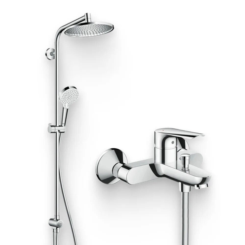 Душевой комплект Смеситель Hansgrohe Logis E 71403000 / Стойка Crometta S 240 1jet Showerpipe Rеno 27270000 EcoSmart