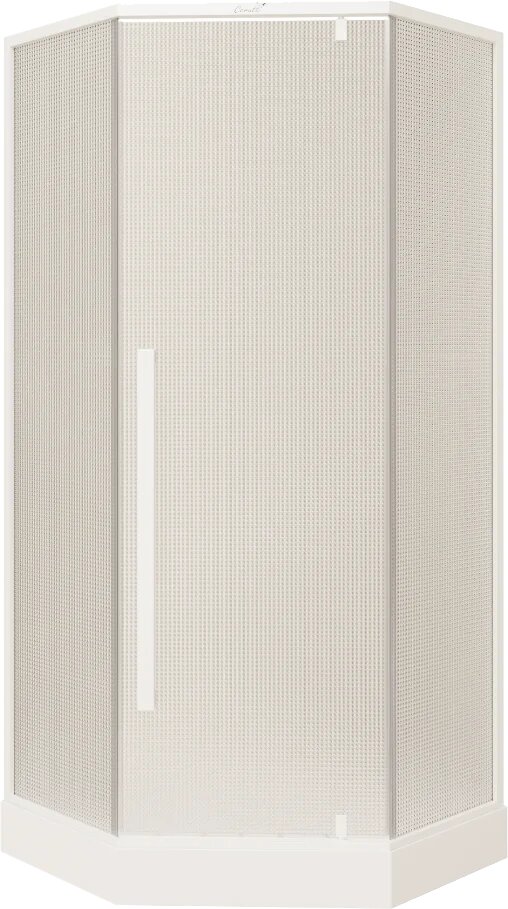 Душевой уголок Ceruttispa C3AWD без поддона стеклянный 90x90 с распашными дверями с рифленым стеклом пятиугольный белый