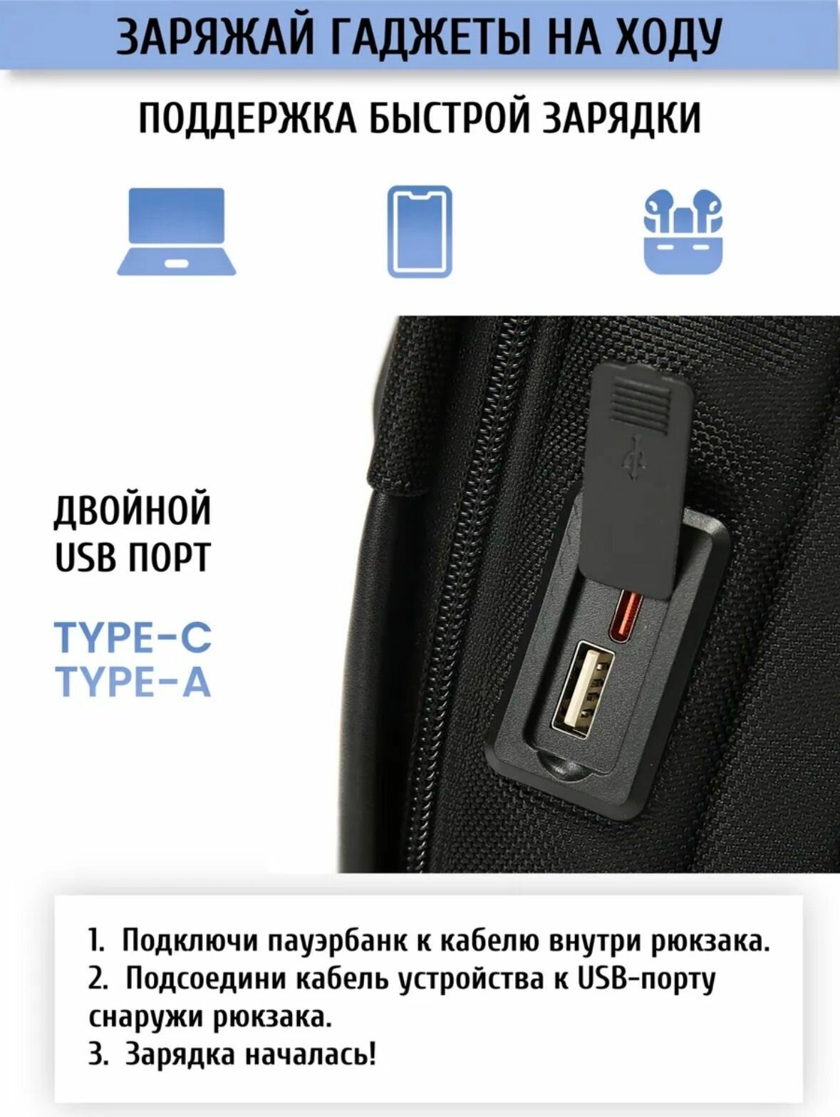 Рюкзак городской трансформер для ноутбука 17,3 с USB портом — фото 1