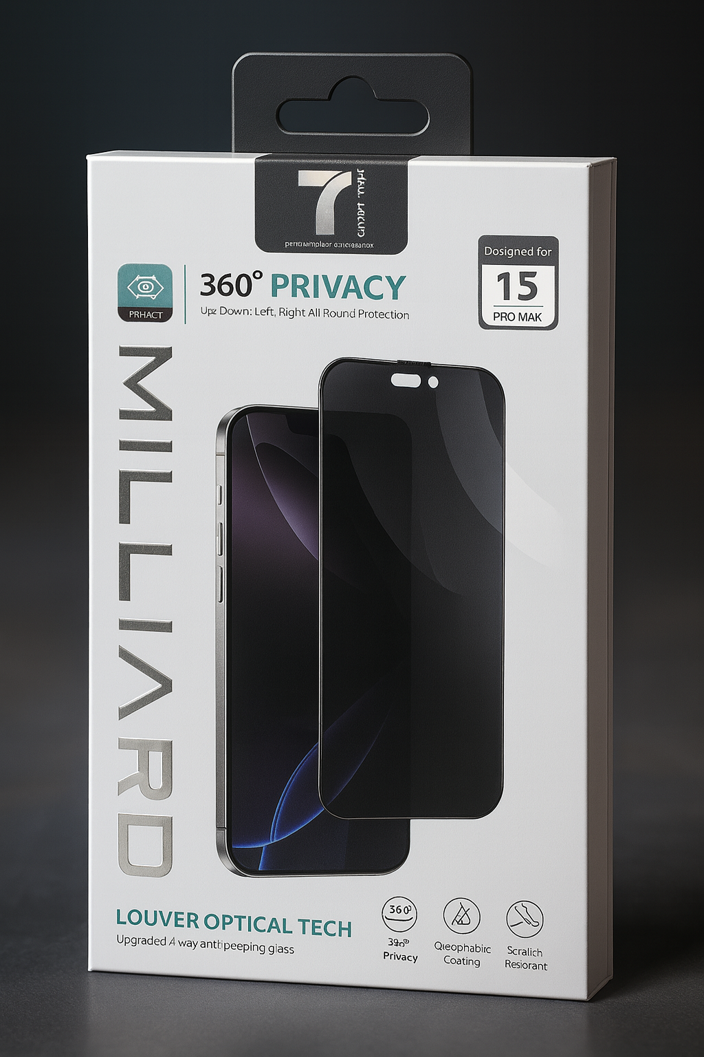 Стекло защитное 7MILLIARD Privacy Glass, для iPhone 15 Pro Max