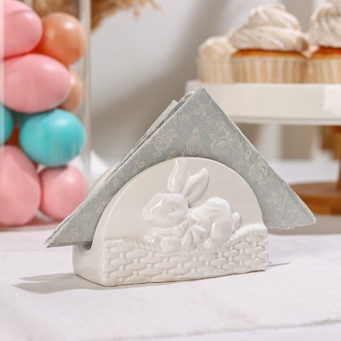 Салфетница Доляна Зайка  115 55 75 см цвет белый