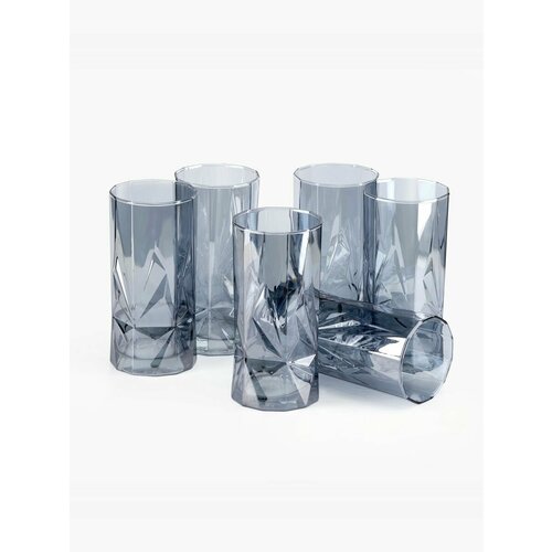 фото Стаканы glasstar exclusive "geometrica the black sea", 6 шт, 450 мл