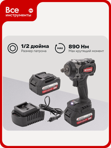 Изображение товара Ударный аккумуляторный бесщеточный гайковерт THORVIK BBIW12890 1/2DR, 21В, 890 Нм 053652, мастерских