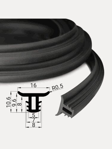 Изображение товара Уплотнитель Т-образный между панелью и лобовым стеклом (2 метра, чёрный) belais #22716
