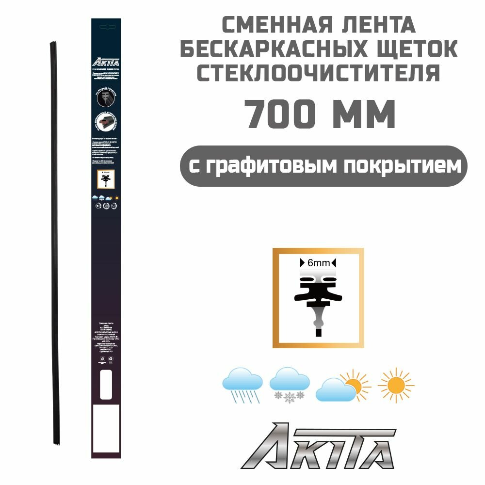 Сменная резинка для бескаркасной щетки 700 мм