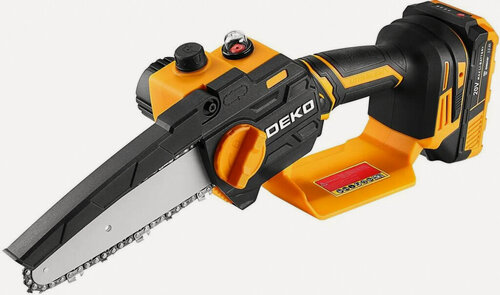 Изображение товара Пила цепная электрическая Deko DKCHS 20-6 (063-4307-1) черный/оранжевый (1аккум. 3Ач ЗУ)