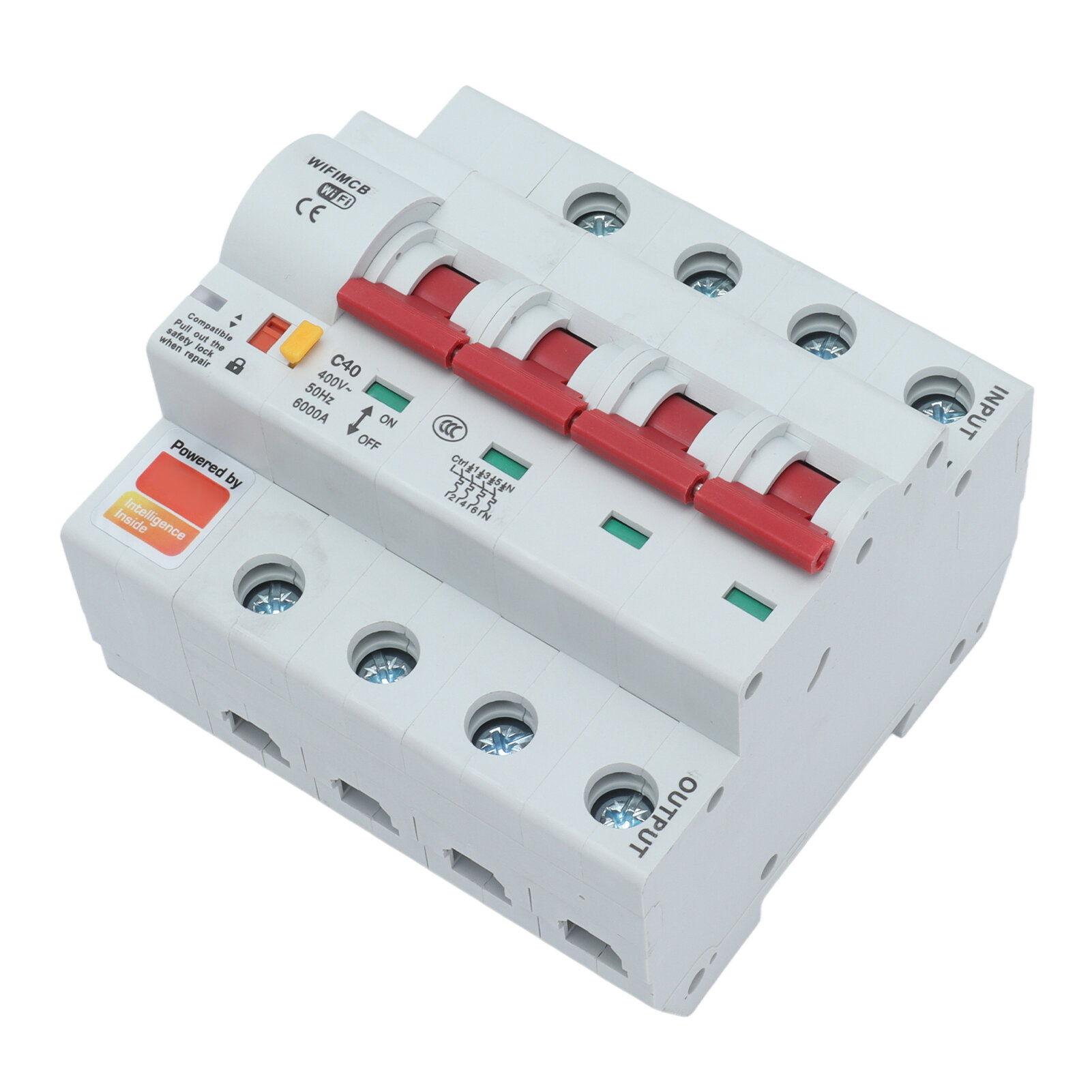 Цифровой переключатель Circuit Breaker 4 Полюса, WiFi/Bluetooth, 85-265V, с замком, для внутреннего использования