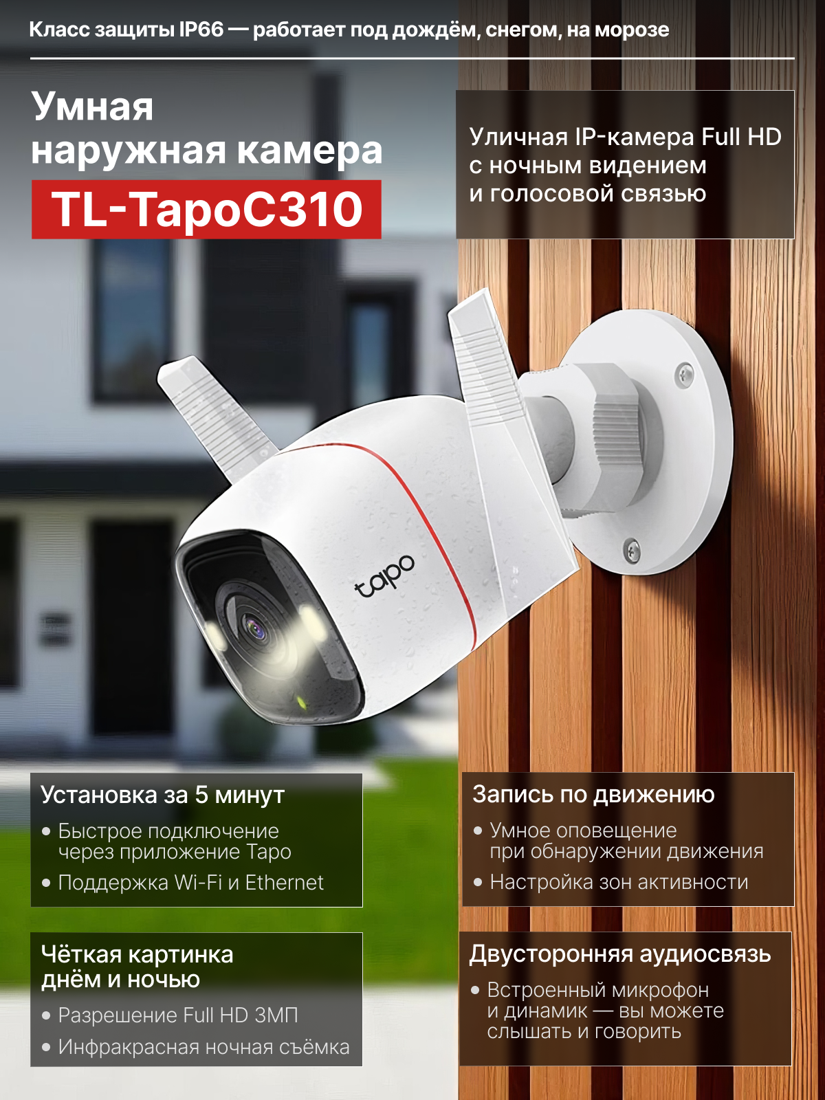 Камера наружная Tapo C310 V 2.8 TP-Link IP-камера Full HD с ночным видением и голосовой связью
