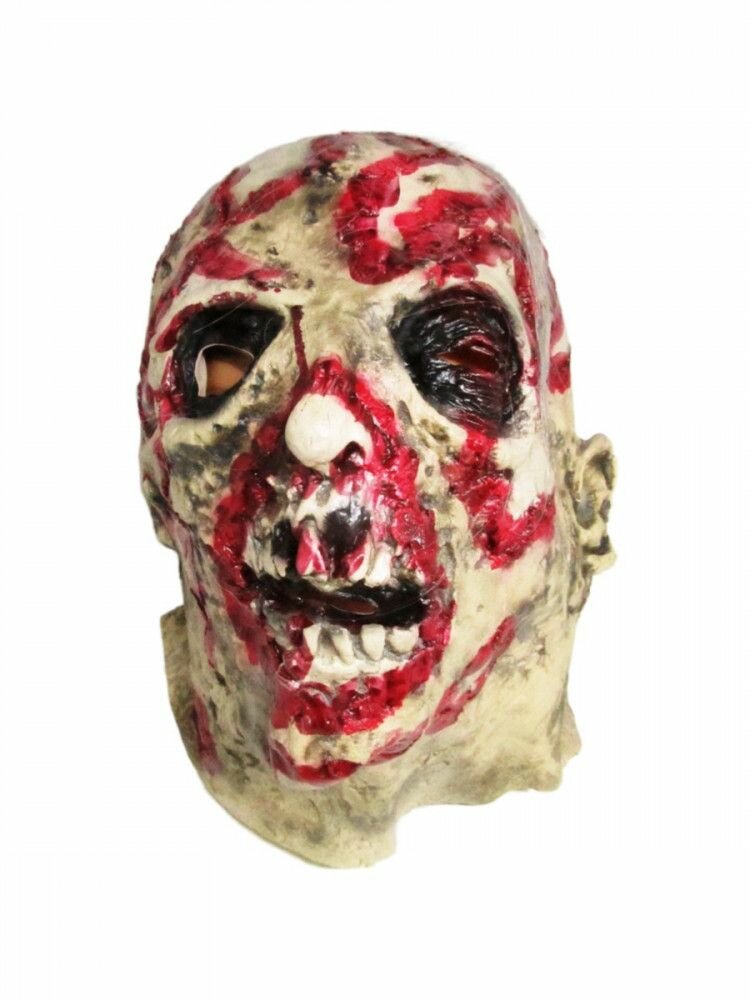 Маска Зомби I-Bright Company, из латекса, серая с красным, для Хэллоуина