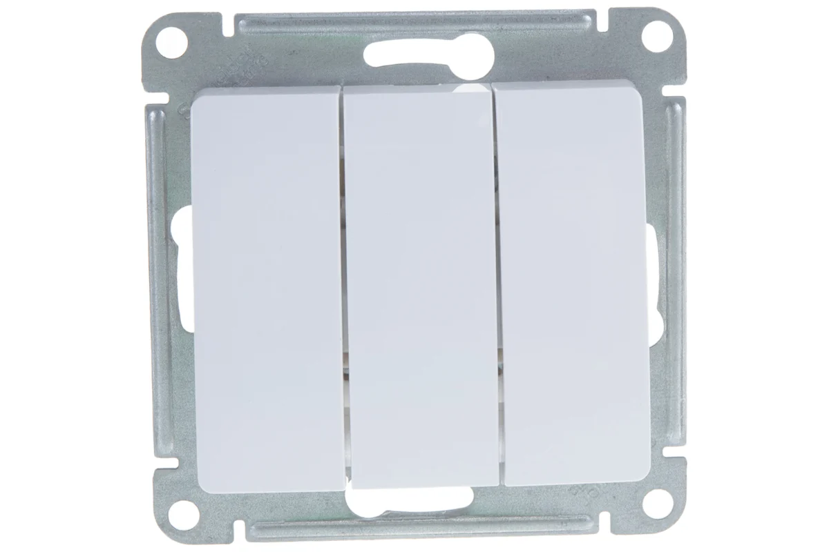 Выключатель трехклавишный Белый сх.3 10АХ Systeme Electric Glossa