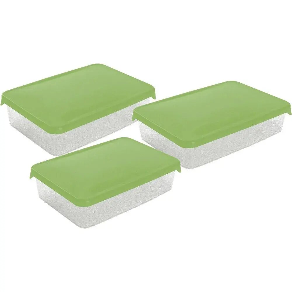 Набор контейнеров для хранения продуктов 3.9л 3 шт пластик герметичные крышки прямоугольные