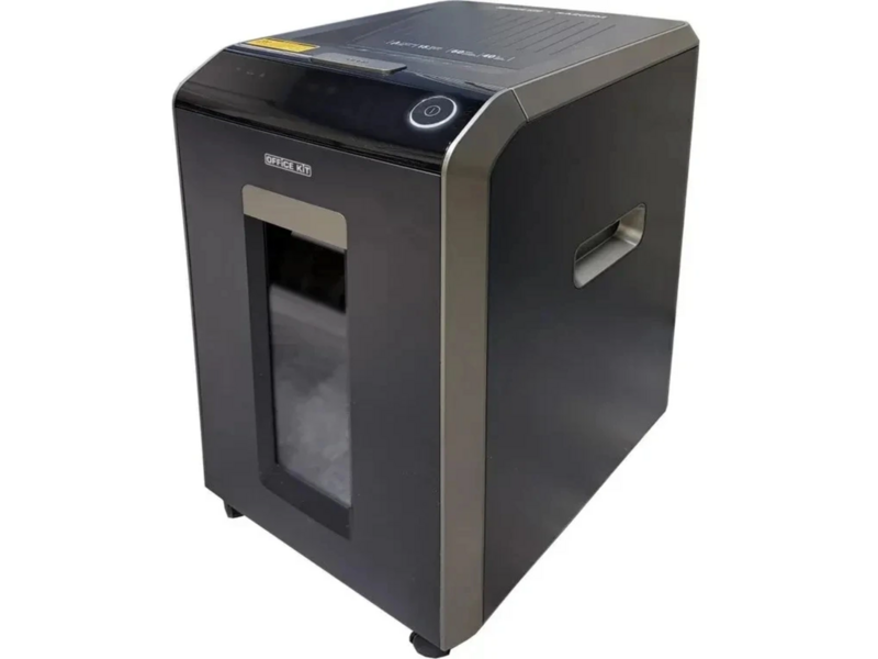 Шредер Office Kit SA200M1,9х10 черный/серый с автоподачей (секр. P-5) фрагменты 220лист. 40лтр. скобы пл. карты
