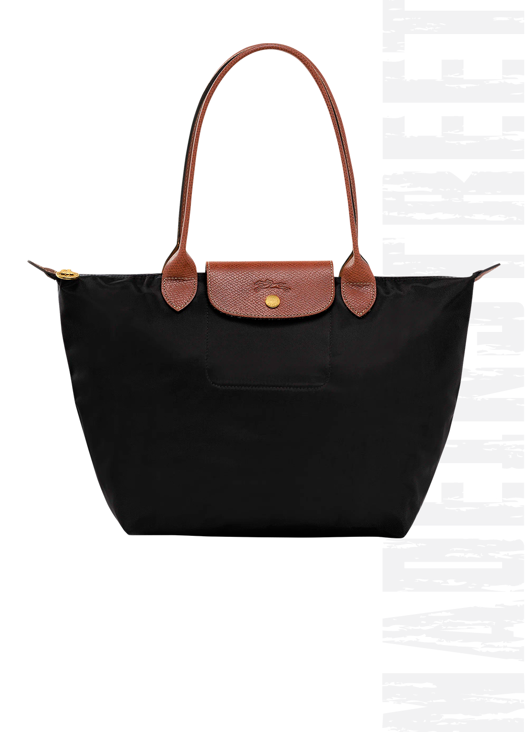 Сумка тоут Longchamp LE PLIAGE ORIGINAL M TOTE BAG Black - Recycled Canvas, фактура гладкая, черный