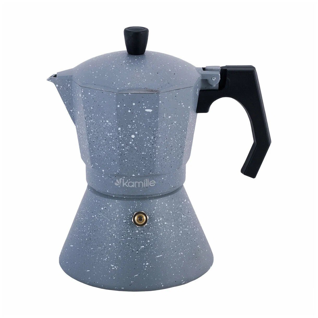 Кофеварка гейзерная 300 мл. (6 порций) из алюминия с индукционным дном Kamille КМ 2517GR (серый мрамор)