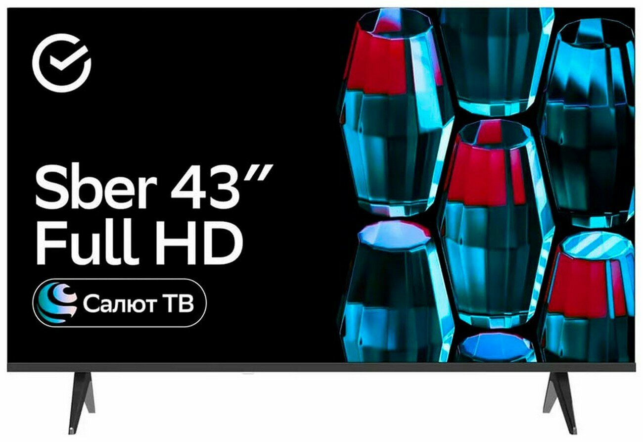 Телевизор Sber SDX-43F2139, экран 43 дюйма, 1920х1080, Салют ТВ, черный