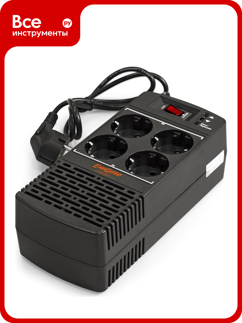 Стабилизатор ExeGate Power AD5000-1000 1000VA 500W диапазон 150-280В 4 евророзетки 285939