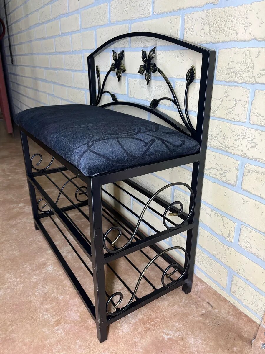 Кованая банкетка №04, Студия кованой мебели Нива, цвет черный — фото 1